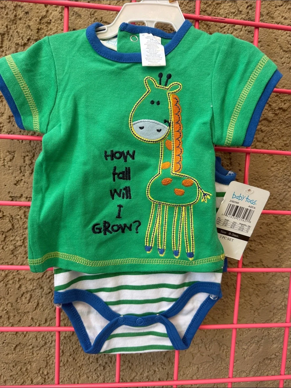 New Vintage multicolored Baby Togs cotton 3pc set